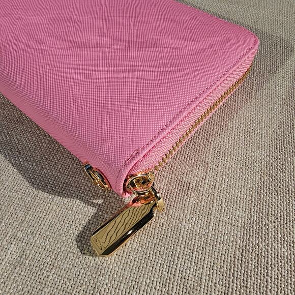 New Pink & Gold Chelmon Zip Around Wallet with Wrist Strap Lots of Card Slots - Picture 3 of 7
